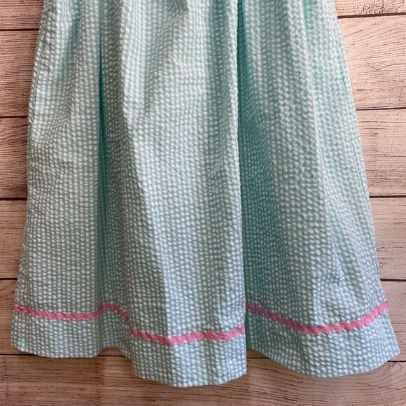 TWINS! TWO MARMELLATA SMOCKED SEERSUCKER DRESSES WITH EMBROIDERED SEAHORSES - Picture 8 of 11